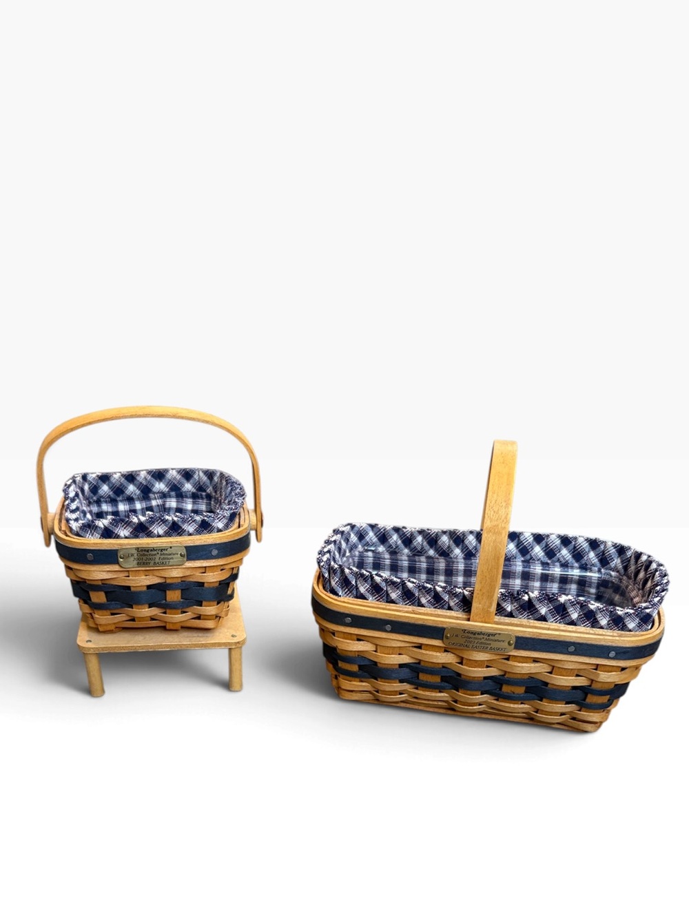 Longaberger J.W. Mini Berry Basket & Mini Original Easter Basket Lot of 2 Liners